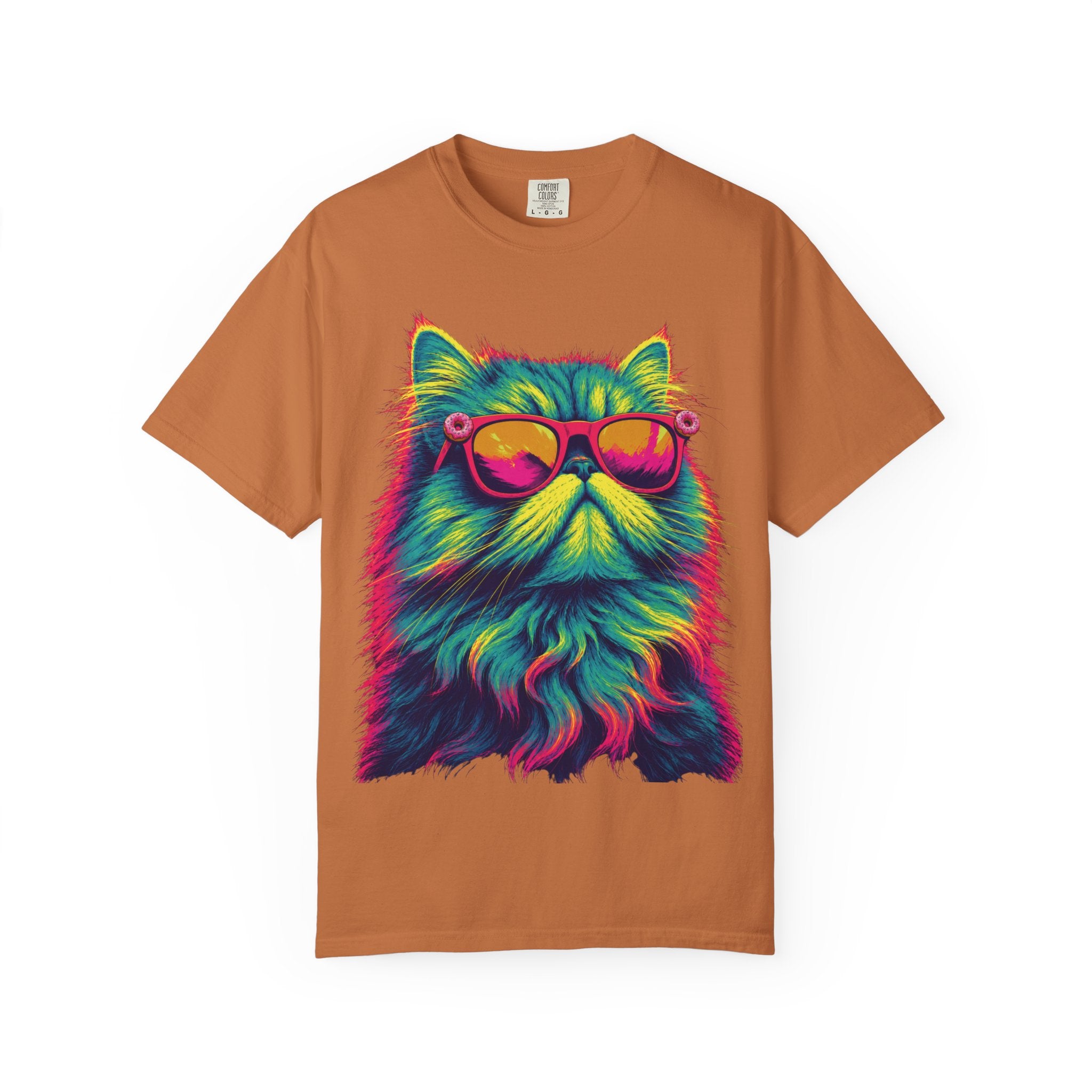Cool Neon Cat T-Shirt — Colorful Sunglasses Kitten Graphic Tee